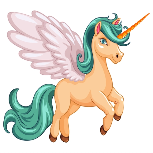 Golden Horn Peach Unicorn Transparent Sticker